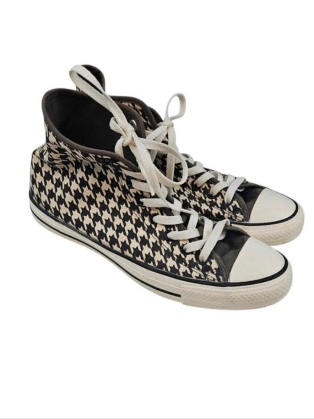 Converse Chuck Taylor All Star High Top Sneakers Black Crram Houndstooth Men's 8